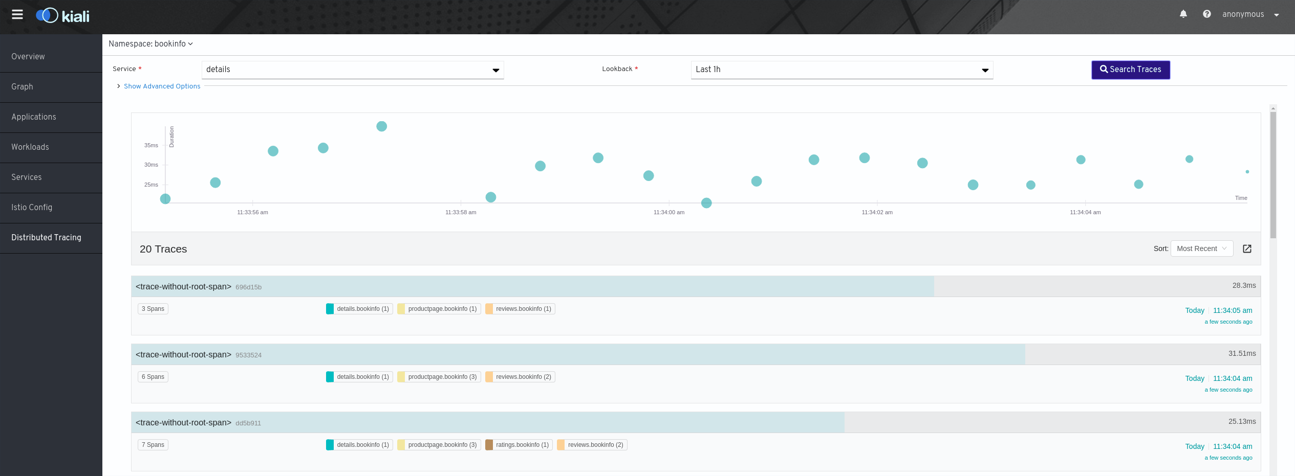 Distributed Tracing View